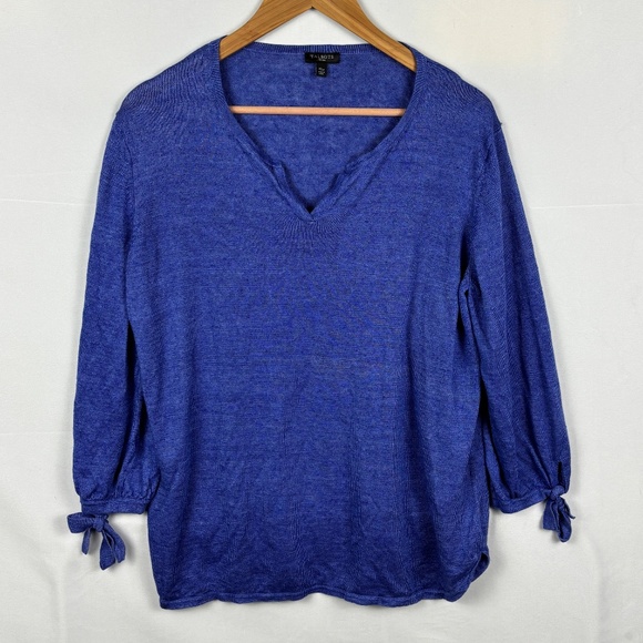 Talbots Women's Linen Long Sleeve Sweater Sz XL Petite Breathable Beach Coastal - Picture 1 of 10